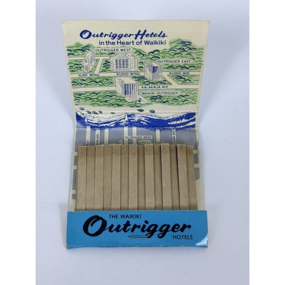 Outrigger Hotel Matchbook Empty Waikiki Hawaii Resort Vintage Kalakaua Avenue - Picture 4 of 5